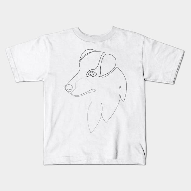 Australian Shepherd - one line drawing Kids T-Shirt by addillum